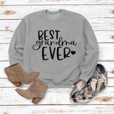 Best Grandma Ever Letters Simple Fashion Round Neck Loose Long-sleeved Sweater for Women