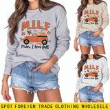 Milf Man I Love Fall Pumpkin Truck Print Long Sleeve Sweatshirt Woman
