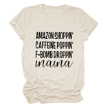 Amazon Shoppin Crewneck Letter Short Sleeve Casual T-shirt Woman T-Shirt