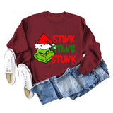 STINK STANK STUN UNDERNEATH CREWNECK PRINT LETTERED LONG-SLEEVED SWEATSHIRT