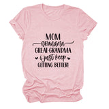 MAMAN GRAND-MÈRE GRANDE MODE LETTRE CREWNECK T-SHIRT À MANCHES COURTES FEMME-Shirt