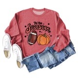 Tis' The Season Pumpkin Letters Halloween Loose Round Neck Long Sleeve Sweater Women