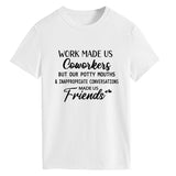 Modisches Damen-T-Shirt mit Rundhalsausschnitt und kurzen Ärmeln „WORK MADE US“
