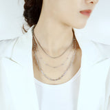 NEHZUS Double Layer Hip Hop Titanium Steel Necklace For Women Stainless Steel Collarbone Chain Necklaces