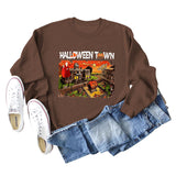 Halloween Town Letter Printed Women's Loose New Sweater Long Sleeve Shirt