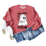 BOO BOO CREW Letter Printing Round Neck Autumn and Winter Long Sleeve Plus Size Sweater Women