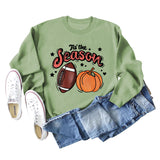 Tis' The Season Pumpkin Letters Halloween Loose Round Neck Long Sleeve Sweater Women