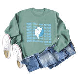 THOU SHALL NOT Letters, Round Neck, Loose Long Sleeves, Large Size Sweatshirt Woman