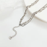 NEHZUS Double Layer Hip Hop Titanium Steel Necklace For Women Stainless Steel Collarbone Chain Necklaces