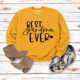 Best Grandma Ever Letters Simple Fashion Round Neck Loose Long-sleeved Sweater for Women