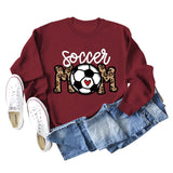 Soccer Mom Football Love Letter Leopard Crew Neck Fall/Winter Long Sleeve Sweater Women