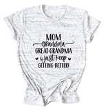MAMAN GRAND-MÈRE GRANDE MODE LETTRE CREWNECK T-SHIRT À MANCHES COURTES FEMME-Shirt