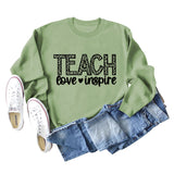 TEACH LOVE INSPIRE Letter Leopard Fall/Winter Leisure Long Sleeve Ladies Large Size Sweater