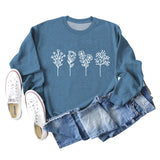 Women's Round Neck Autumn and Winter Women's Four Flower Print Casual Long Sleeved Sweater