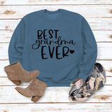 Best Grandma Ever Letters Simple Fashion Round Neck Loose Long-sleeved Sweater for Women