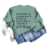 Bonfires Pumpkins Thanksgiving Letter Long-sleeved Sweatshirt Woman