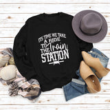 ITS TIME WE TAKE Letters Autumn and Winter Round Neck Fashion Tops Long-sleeved Sweater Women