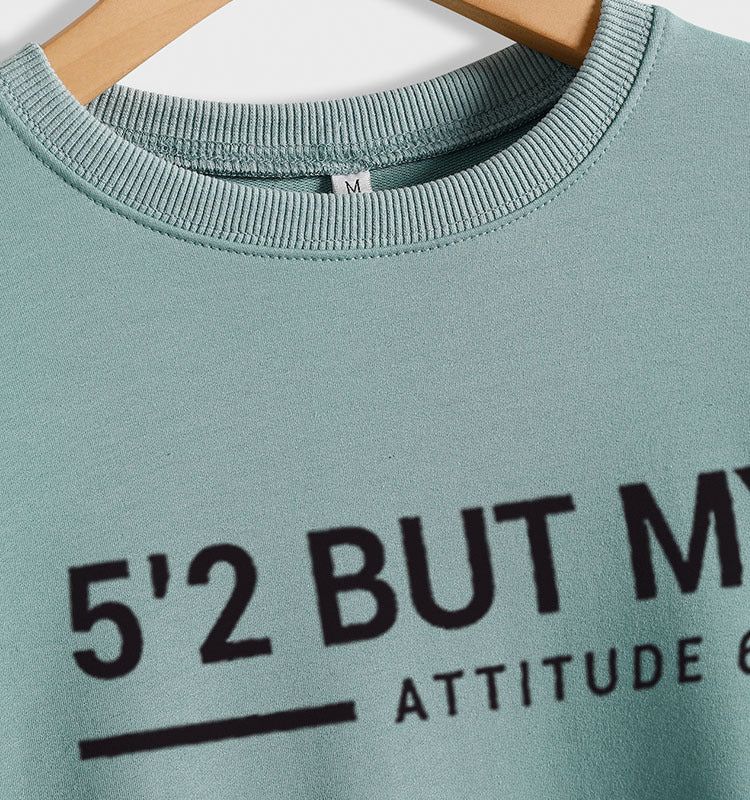 Round Neck Tops Long Sleeve Print Letters Loose Sweatshirt