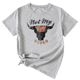 Not My Rodeo Vintage Fun Pattern T-shirt à manches courtes et col rond pour femme