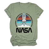 NATIONAL AERONAUTICS Summer New Letter Rocket Printing Short Sleeve T-shirt Female