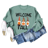 WELCOME FALL Pumpkin Halloween Alphabet Print Autumn and Winter Long Sleeved Large Size Sweater