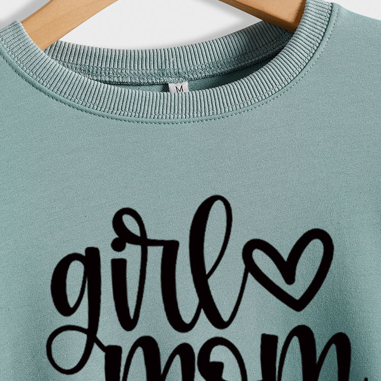 Girmom Love Letter Printing Fashion Loose Bottoming Long Sleeve Plus Size Sweater