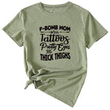 F-Bomb Mom Women's Letter Print Information Short Sleeve Top Women T-shirt
