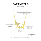Simple et polyvalent avec le même pendentif papillon en acier inoxydable, chaîne de clavicule en acier titane pour femmes