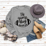 It's Game Day Letter Print Round Neck Autumn and Winter Long-sleeved Sweater