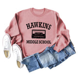 HAWKINS MIDDLE Letter Ladies Bottoming Round Neck Long Sleeve Plus Size Sweater