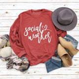 Social Worker Round Neck Fashion Large Size Ladies Long Sleeve Loose Print Sweater