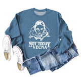 Not Today Vecna Letters Loose Long Sleeve Printed Sweater