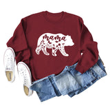 Mama Bear Letter Printing Round Neck Loose Bottoming Long-sleeved Shirt Ladies Plus Size Sweater