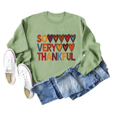 SO VERY THANKFUL Heart Letters Round Neck Long Sleeve Large Size Sweater