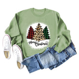 MERRY Christmas Letter Plaid Leopard Print Christmas Tree Sweater Girl