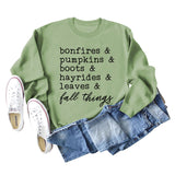 Bonfires Pumpkins Thanksgiving Letter Long-sleeved Sweatshirt Woman