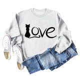 Love Cute Cat Letter Round Neck Fashion Autumn and Winter Long Sleeve Large Sweater