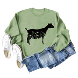 Plant Flower Sheep Print New Autumn and Winter Women's Long Sleeve Loose Large Sweater