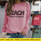 Letter Round Neck Shirt Long Sleeve TEACH Love Printed Loose Sweater