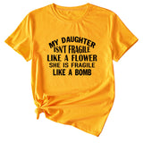 Großes Damen-T-Shirt mit Aufdruck „MY DAUGHTER ISN'T“ in Buchstabenform, kurzärmelig