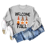 WELCOME FALL Pumpkin Halloween Alphabet Print Autumn and Winter Long Sleeved Large Size Sweater