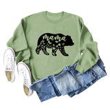 Mama Bear Letter Printing Round Neck Loose Bottoming Long-sleeved Shirt Ladies Plus Size Sweater