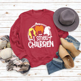 I SMELL CHILDREN BAT HAIR LETTER PRINT LONG SLEEVED SWEATSHIRT WOMAN