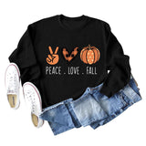 PEACE. LOVE.FALL Letters Love Pumpkin Round Neck Long-sleeved Sweater Women