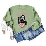 NO YOU HANG UP FIRST Heart Letter Print Women's Sweatshirt Round Neck Long Sleeve