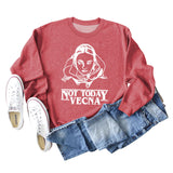 Not Today Vecna Letters Loose Long Sleeve Printed Sweater