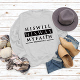 HISWILL Letters Round Neck Women Long-sleeved Loose Printed Sweatshirt