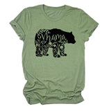 Damen-Oberteile Mama Bear Damen-T-Shirt mit lässigem Buchstaben-Print, kurzärmelig