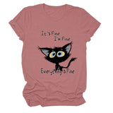 Kurzärmliges T-Shirt mit Rundhalsausschnitt und großem Buchstabendruck „It's Fine I'm Fine“