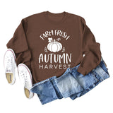 Pumpkin Letter Halloween Crewneck Long Sleeved Sweatshirt Woman